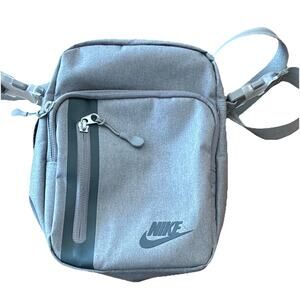 Nike Gray Solid Crossbody Bag Zip Closure Cross-Body Strap Casual Travel